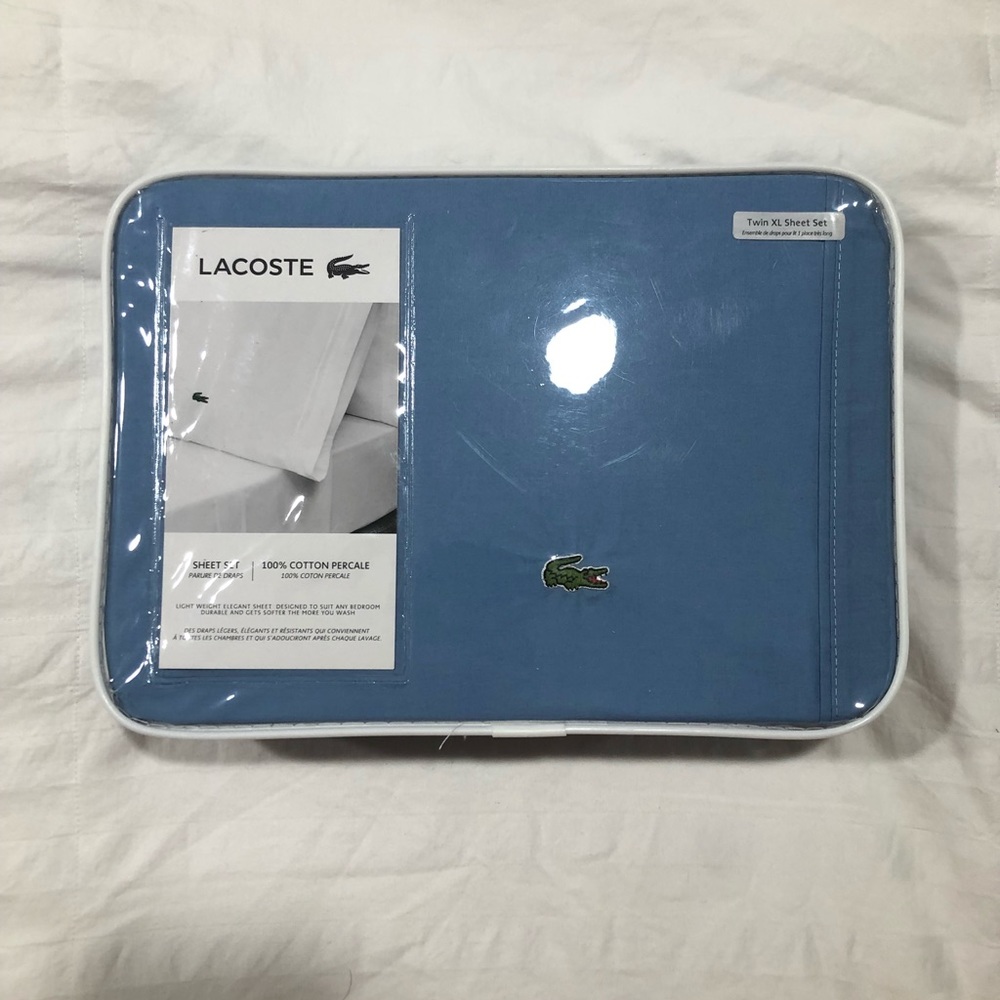 Lacoste Twin XL 100% Cotton Percale Sheet Set